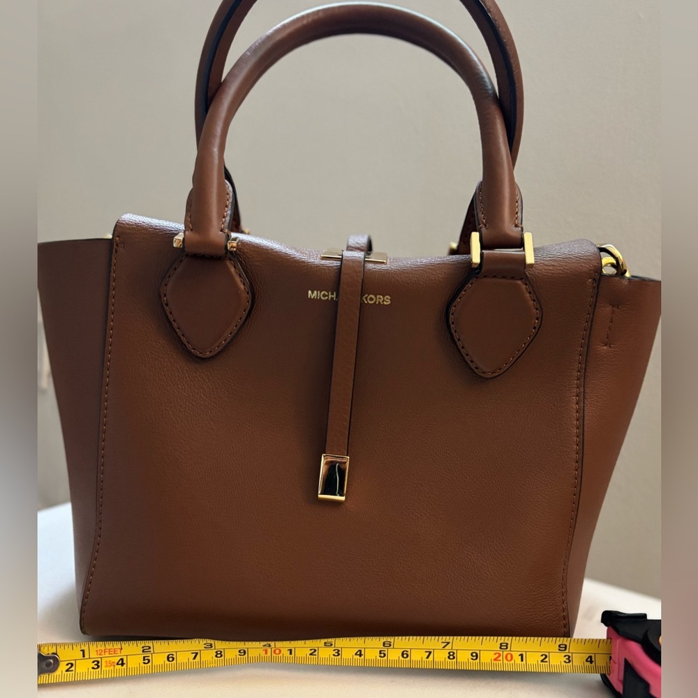 Michael Kors Miranda Natural Tan Leather Satchel  Crossbody Bag